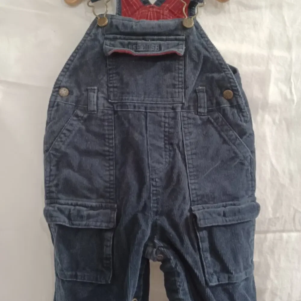OshKosh b'gosh size 18 months‎ blue corduroy overalls flannel liner